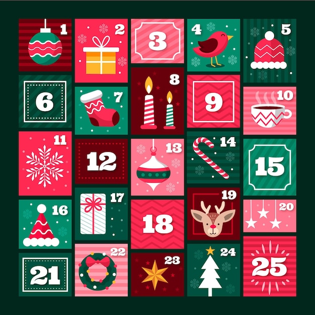 Calendario de adviento plano