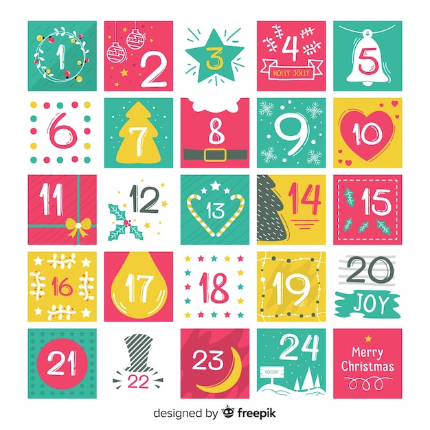 Vector gratuito calendario de adviento