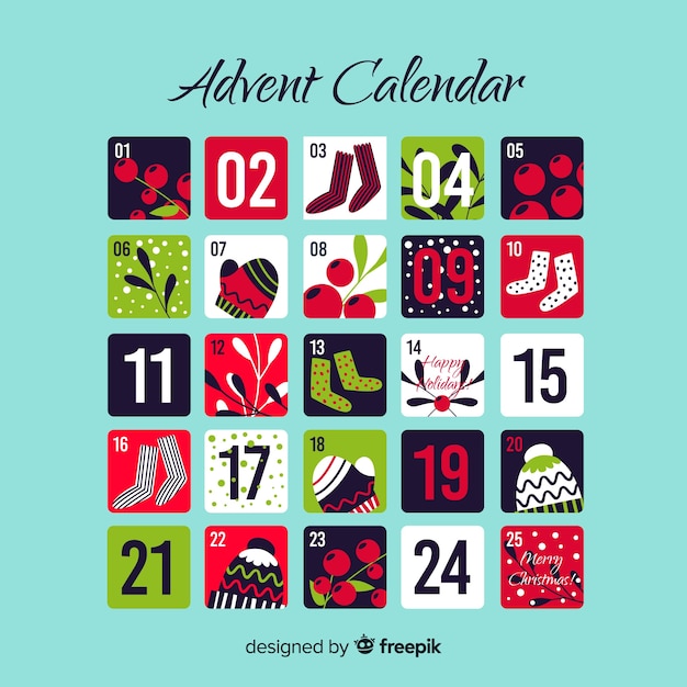 Vector gratuito calendario de adviento