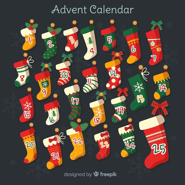 Vector gratuito calendario de adviento