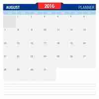 Vector gratuito calendario agosto 2016