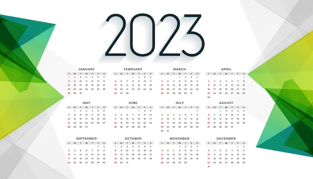 Calendario de año nuevo 2023 con fondo de formas abstractas