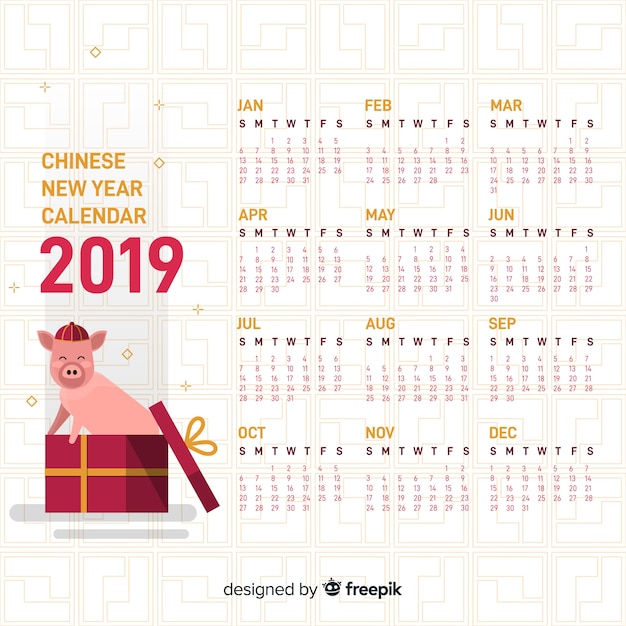 Calendario de año nuevo chino 2019