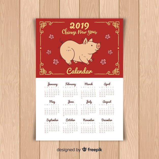 Calendario año nuevo chino cerdo