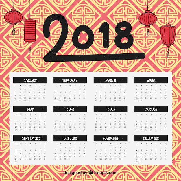 Vector gratuito calendario de año nuevo chino