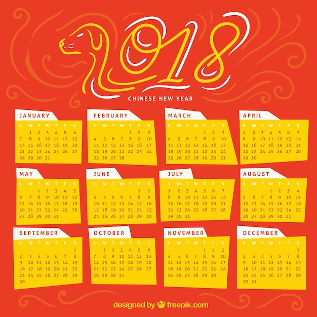 Vector gratuito calendario de año nuevo chino