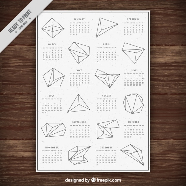 Calendario de año nuevo con formas geométricas