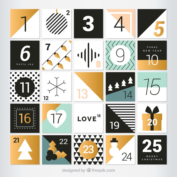 Vector gratuito calendario bonito de adviento 