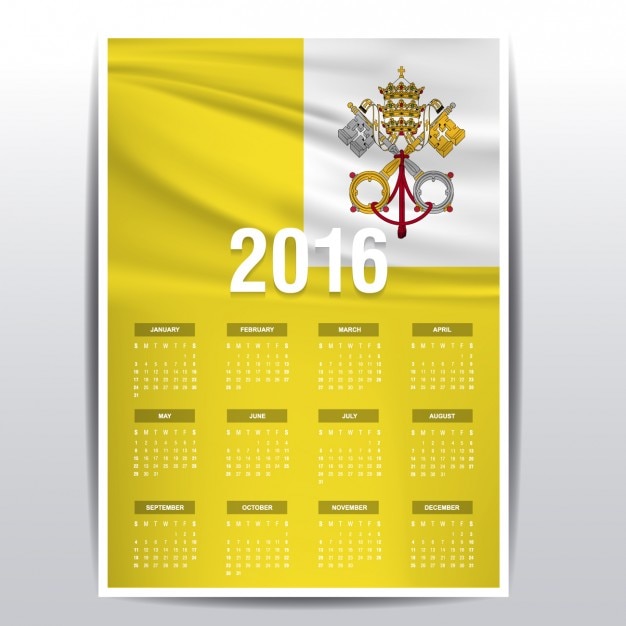 Vector gratuito calendario de ciudad del vaticano de 2016