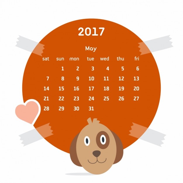 Vector gratuito calendario a color con un perro