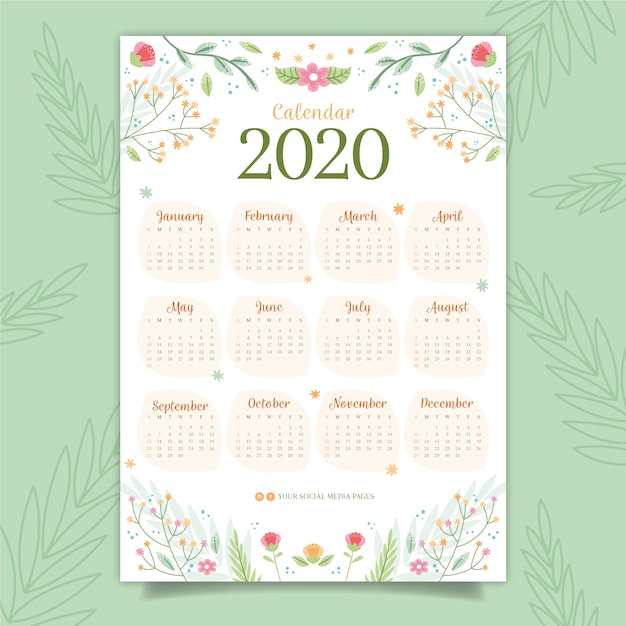 Vector gratuito calendario colorido 2020