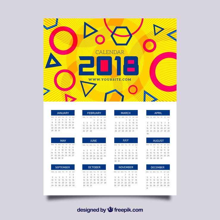 Vector gratuito calendario divertido 2018 con formas geométricas