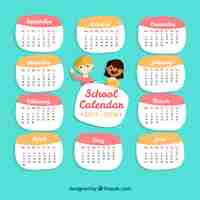 Vector gratuito calendario escolar con niños