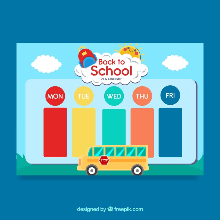 Vector gratuito calendario escolar para organizar actividades