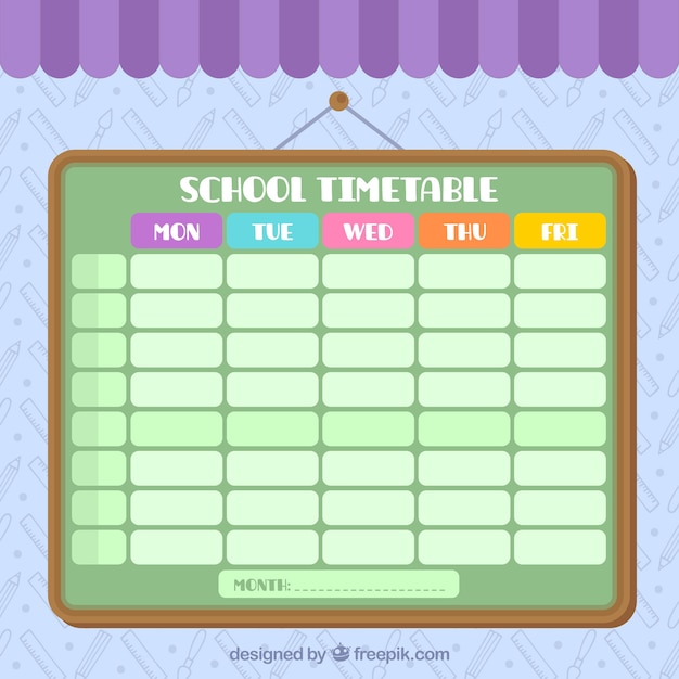 Vector gratuito calendario escolar con pizarra