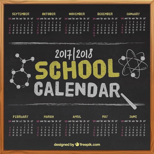 Vector gratuito calendario escolar de pizarra