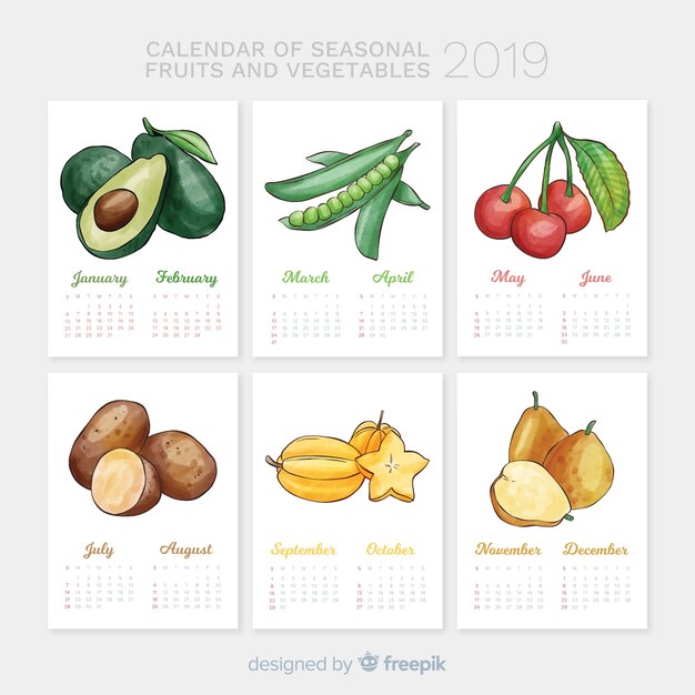 Calendario estacional de verduras y frutas