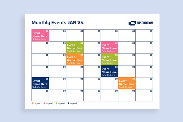 Calendario de eventos mensual profesional