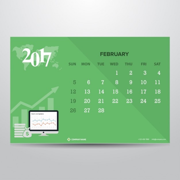 Vector gratuito calendario para febrero de 2017