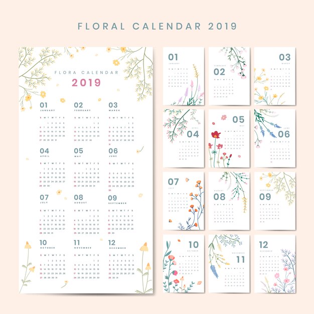 Calendario floral maqueta