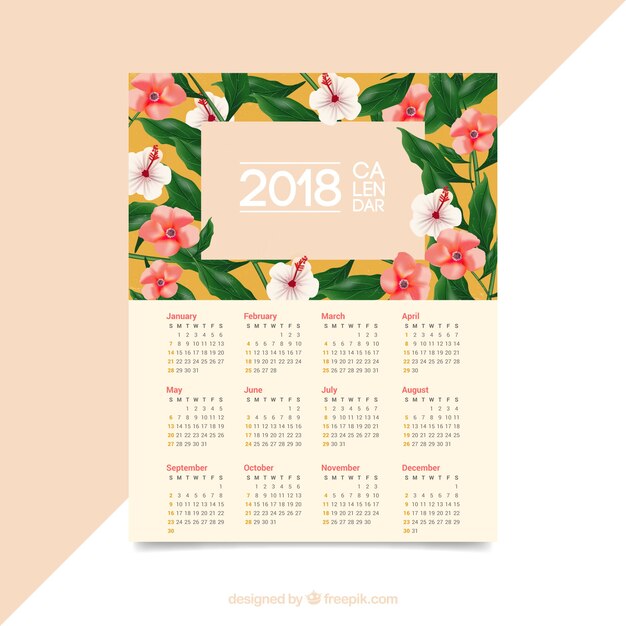 Calendario florido de 2018