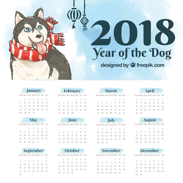 Calendario hecho a mano de año nuevo chino