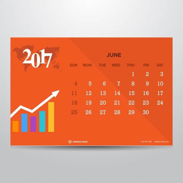 Vector gratuito calendario para junio de 2017