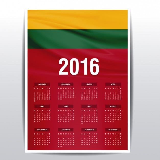 Calendario de Lituania de 2016