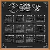 Vector gratuito calendario lunar de 2016 en pizarra