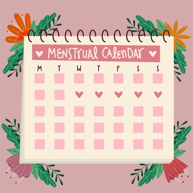 Calendario menstrual ilustrado estilo