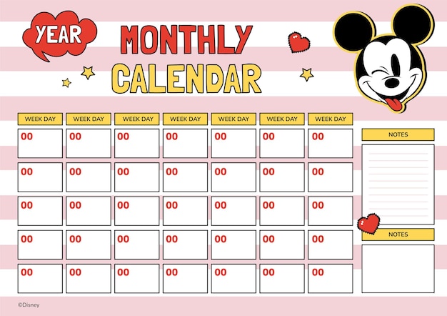 El calendario mensual de Mickey Mouse de época.