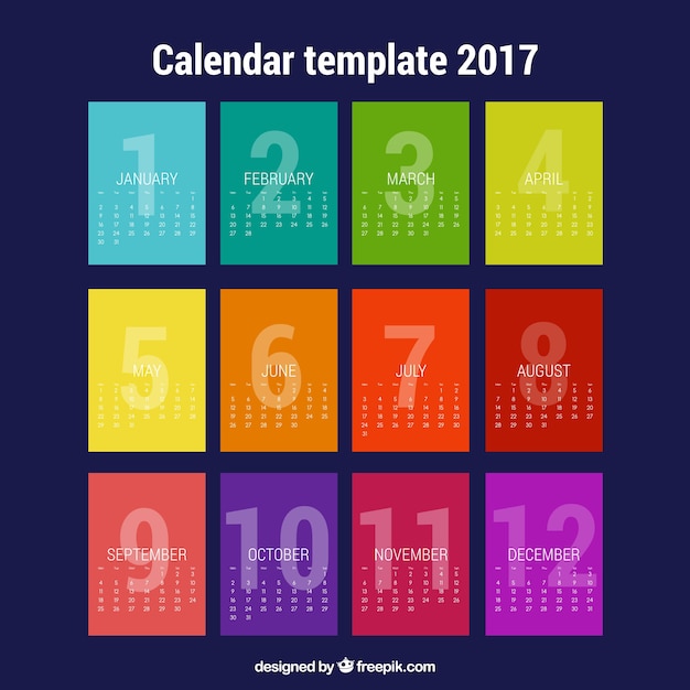 Calendario con meses coloridos