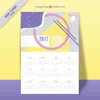 Vector gratuito calendario moderno 2017 en estilo memphis