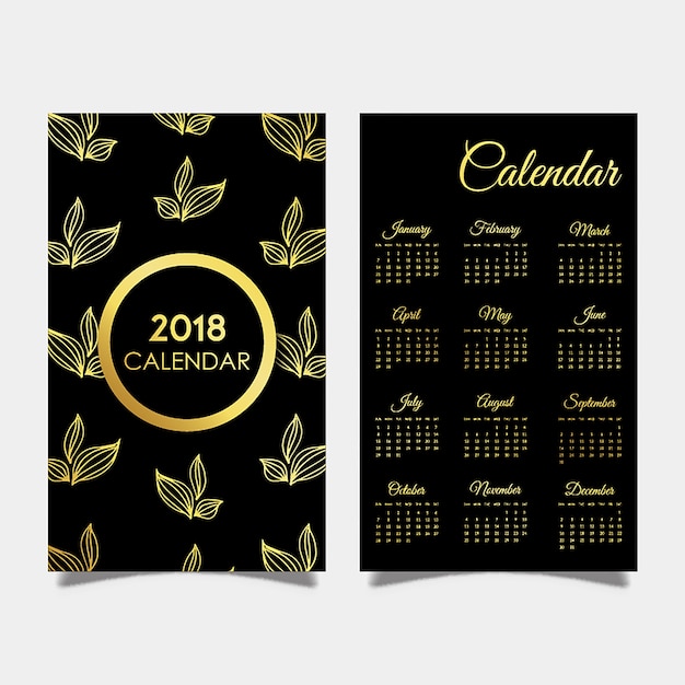 Vector gratuito calendario negro y dorado