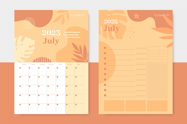 Vector gratuito calendario planificador mensual dibujado a mano