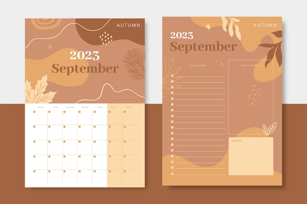 Vector gratuito calendario planificador mensual dibujado a mano