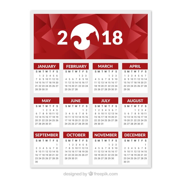 Vector gratuito calendario plano de año nuevo chino