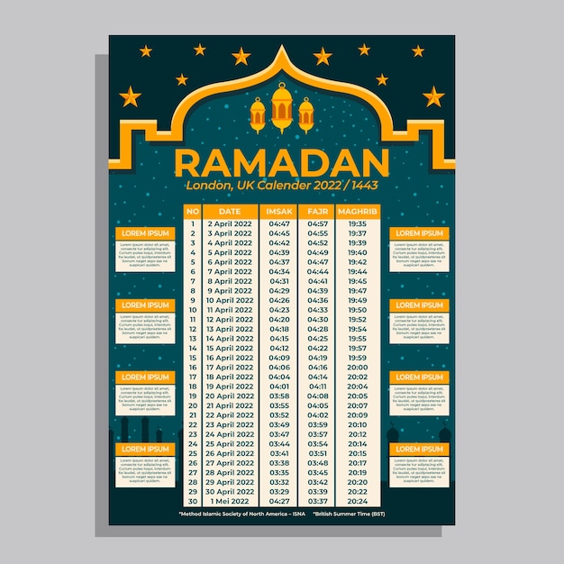 Calendario plano de ramadán