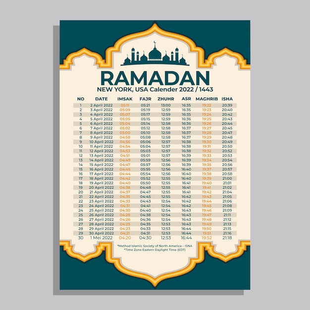 Calendario plano de ramadán