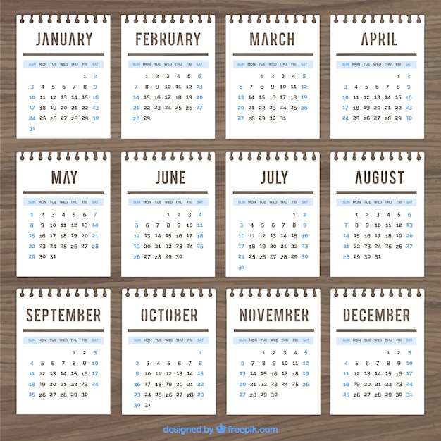 Calendario plantilla en estilo portátil