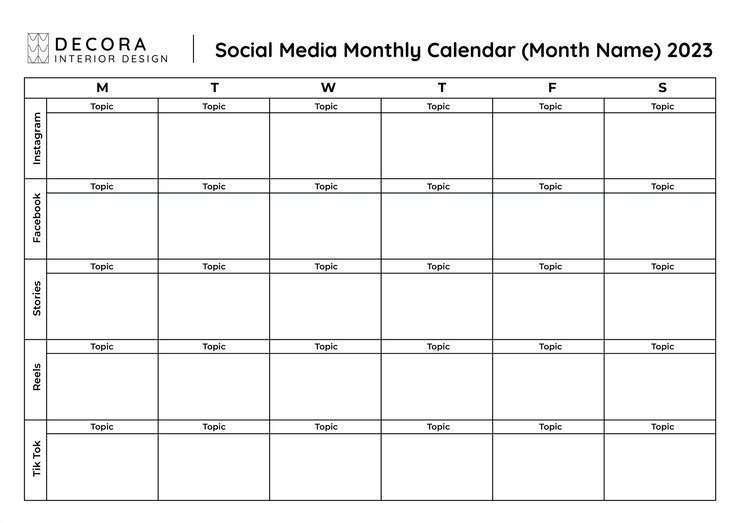 Vector gratuito calendario de redes sociales con diseño de interiores y decoración simple monocolor.
