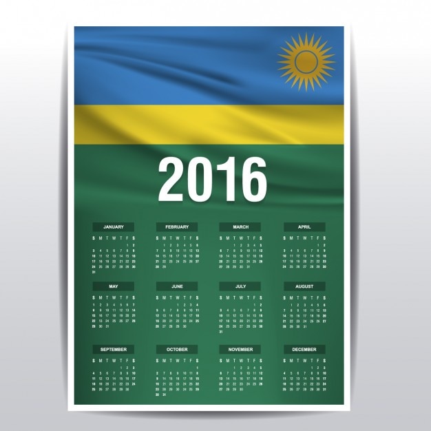 Vector gratuito calendario de ruanda de 2016