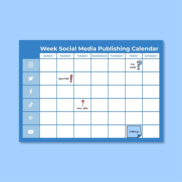 Calendario semanal de contenido de redes sociales Doodle