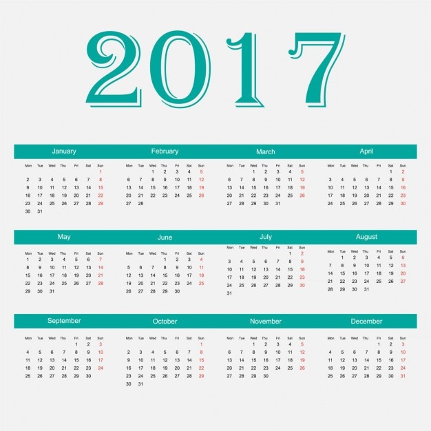 Calendario sencillo de 2017