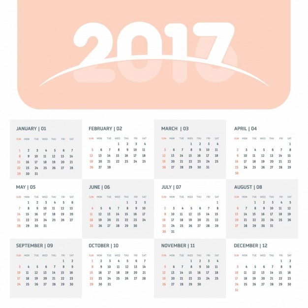 Calendario sencillo de 2017