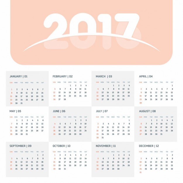 Calendario sencillo de 2017 