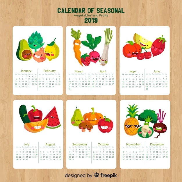 Calendario de temporadas de frutas y verduras