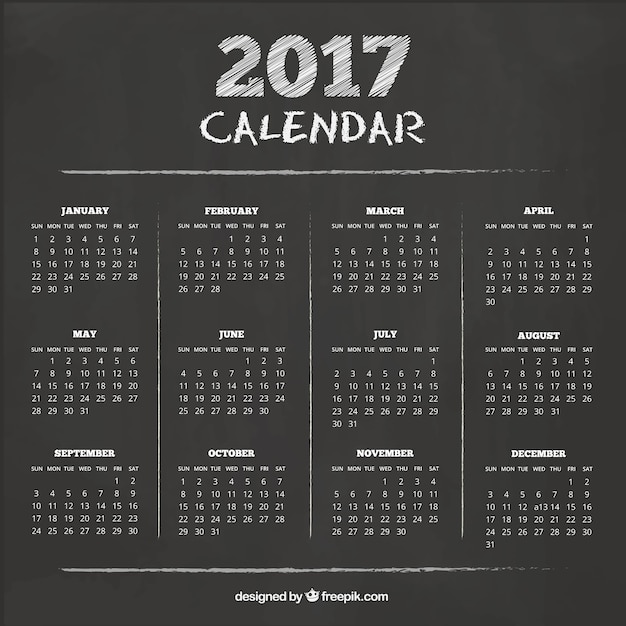 Vector gratuito calendario con textura de pizarra