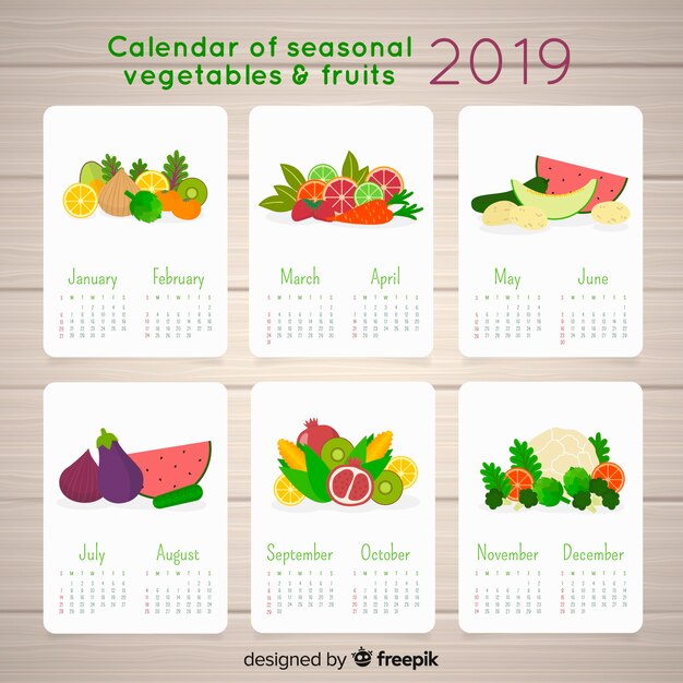 Calendario de verduras y frutas estacionales