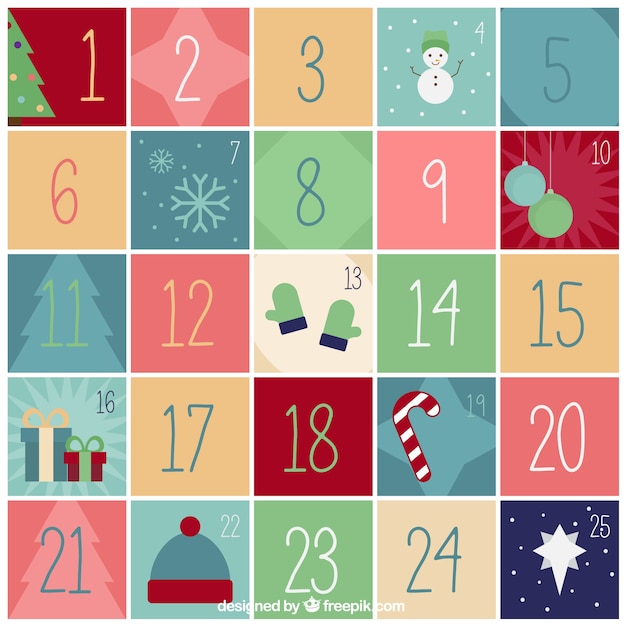 Calendario vintage de navidad con bonitos elementos